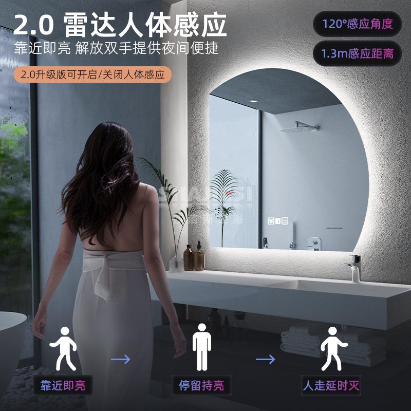 半圆智能镜梳妆台化妆led带灯发光壁挂式卫生间挂墙浴室镜异形镜