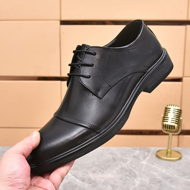 男士头层牛皮商务休闲皮鞋三尖头男鞋2025春季新款韩版潮流结婚鞋