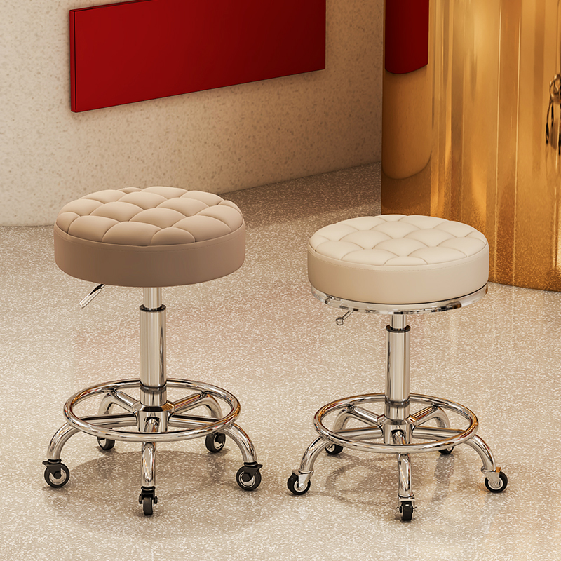 美发店凳子旋转升降大工凳圆凳理发店美发椅滑轮美容美甲师傅凳子