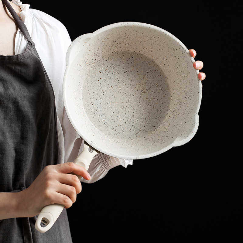 麦饭石不粘锅家用炒菜锅小号燃气灶电磁炉专用平底锅牛排煎锅炒锅