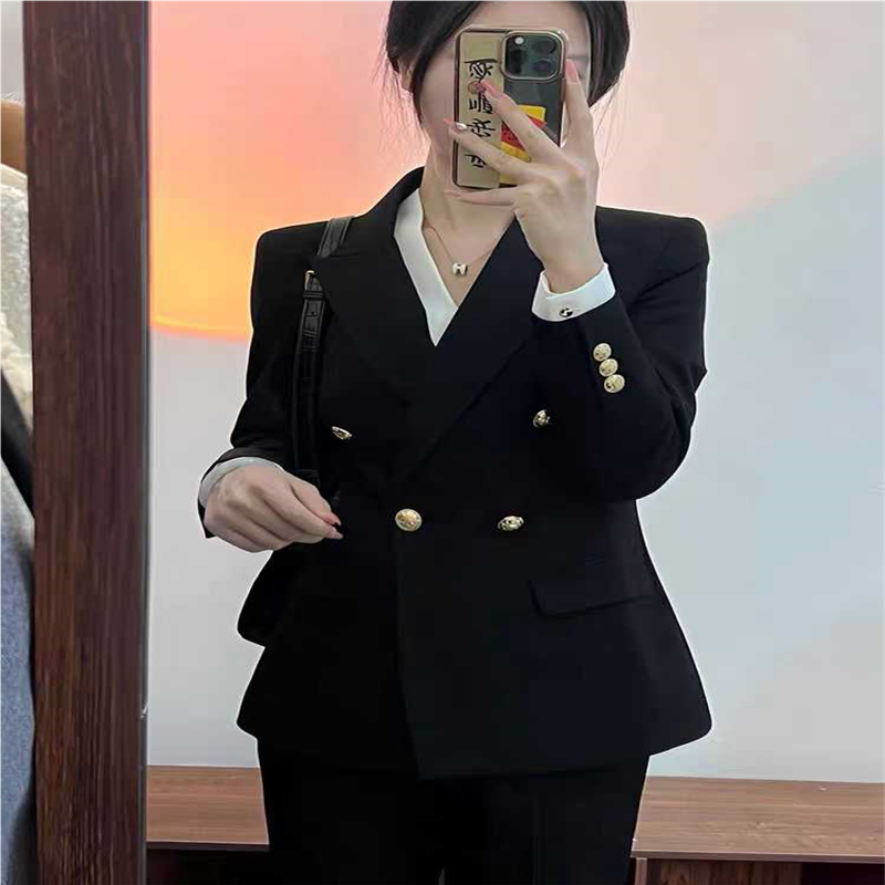 西装正装女职业套装大学生春秋新款黑色气质高端公务员面试工作服