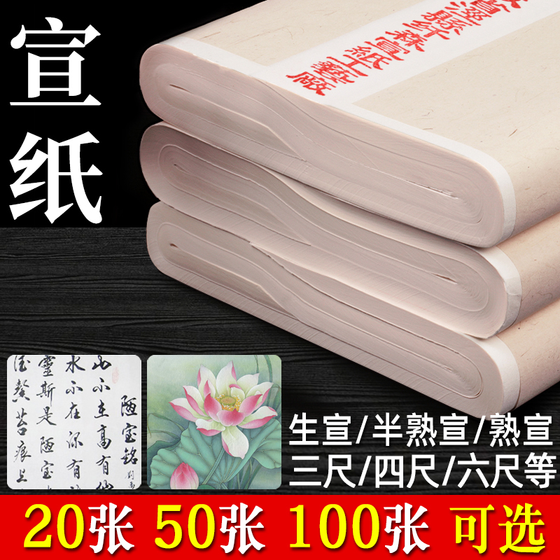 半生半熟宣纸书法专用纸四尺对开国画生宣纸初学者作4开毛笔纸6