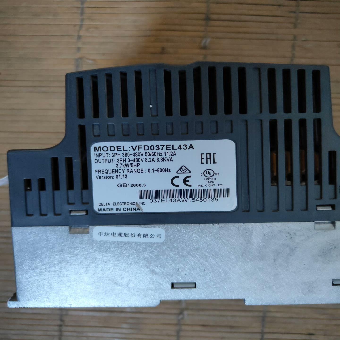 议~台达变频器3.7kw三相输入VFD037EL43A，二手包好