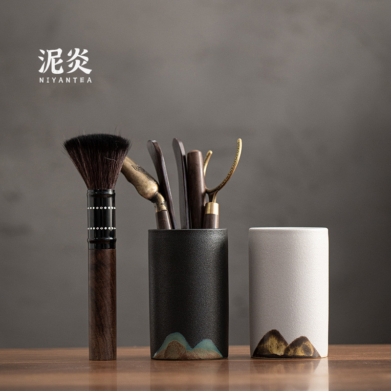 远山黑檀木茶道六君子套装功夫茶具配件茶夹茶勺普洱茶刀茶具零配