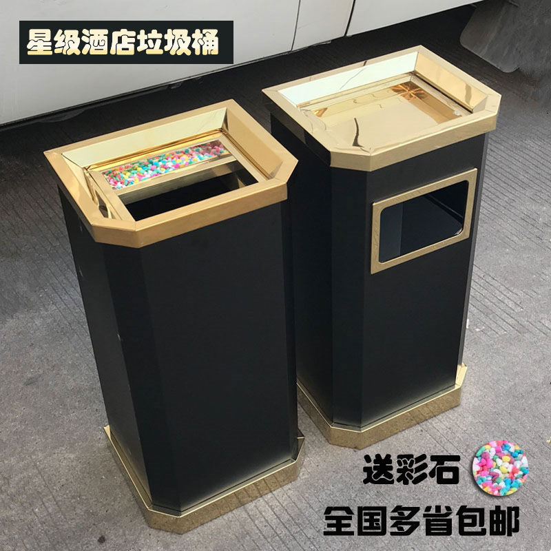 定制银行酒店大堂电梯垃圾桶方形立式带内桶不锈钢带烟灰缸垃圾桶