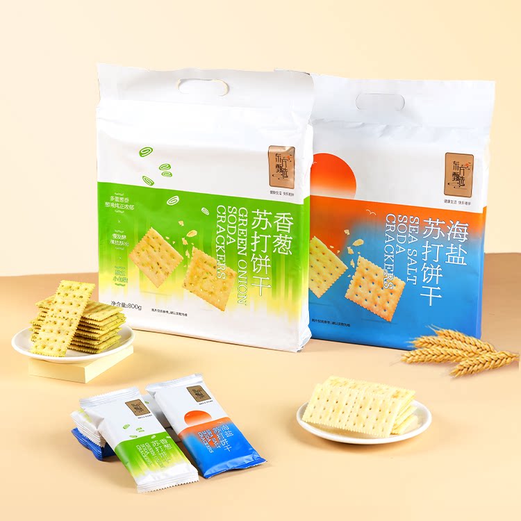 甄选自营东方甄选海盐/香葱苏打饼干 2袋装 小包装早餐酥脆充饥