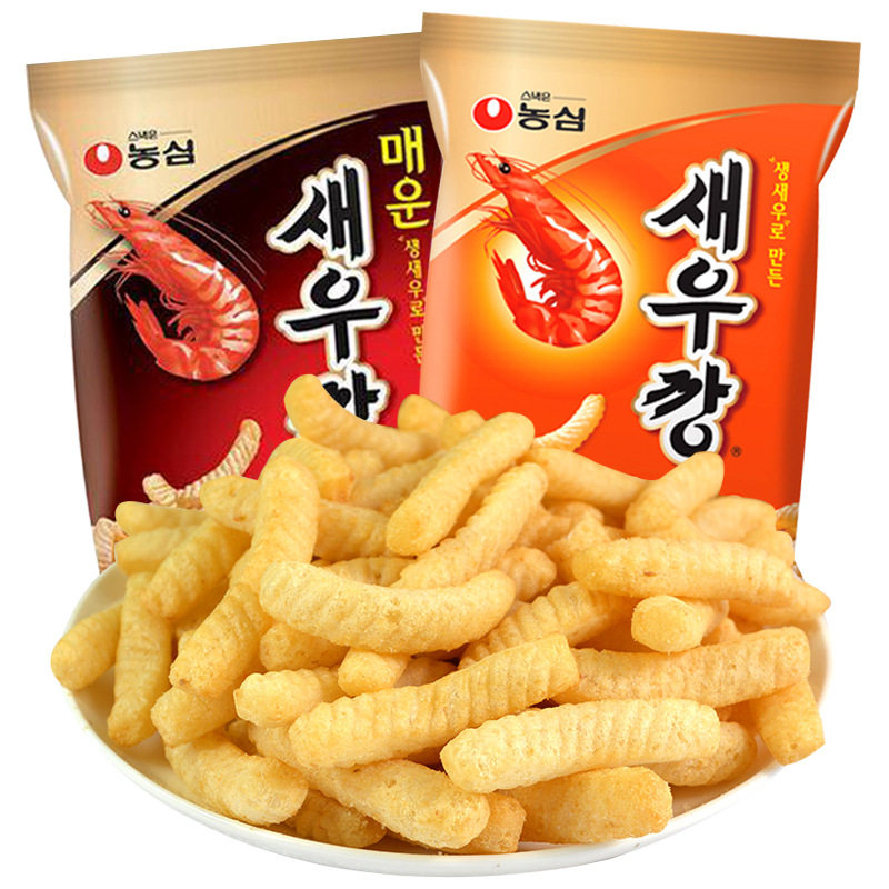 韩国进口农心鲜虾条原味辣味休闲零食膨化食品办公室网红休闲零食