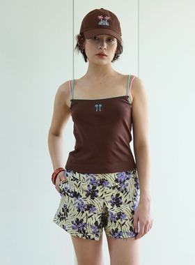 CHYEESE ZHOU 叠褶复古花纹A字短裙裤25早秋