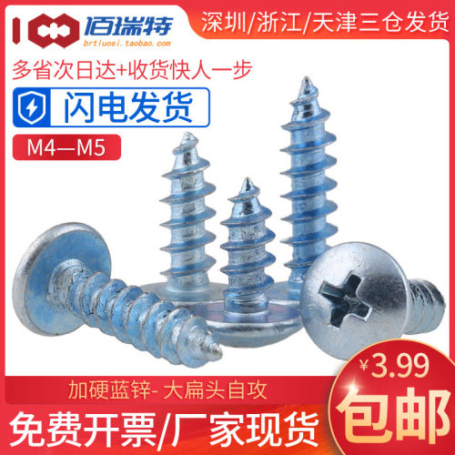 M4M5*10x12x16x20x25镀蓝锌高强度加硬十字大S扁头伞头自攻螺丝钉