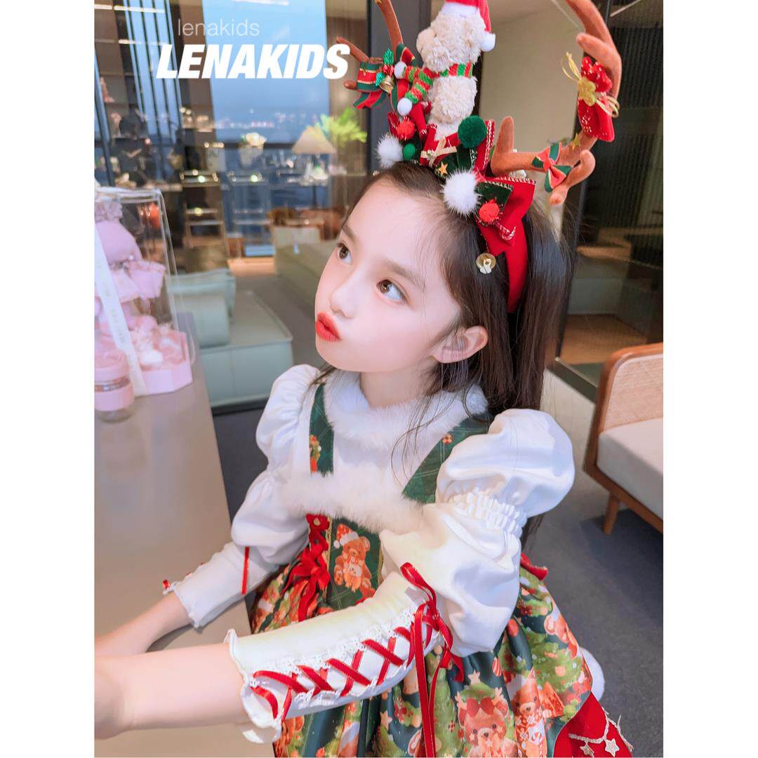 BARABAZA 2024 새로운 여자 드레스 가을 겨울 크리스마스 어린이 로리타 공주 드레스 유행 소녀 선물