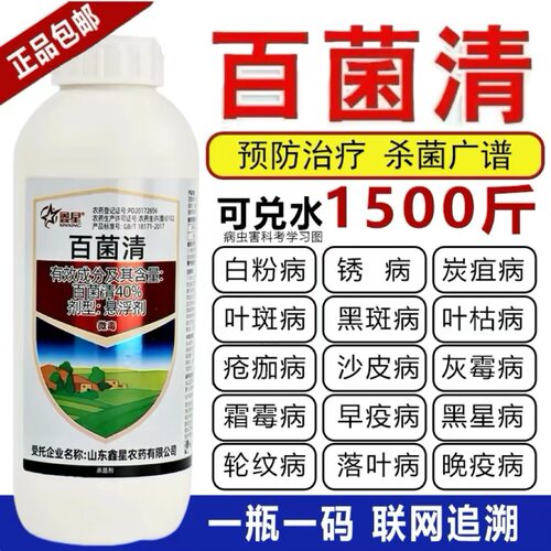 百菌清杀菌剂白粉病霜霉病多菌灵黑斑病疫病果树植物花卉多肉农药