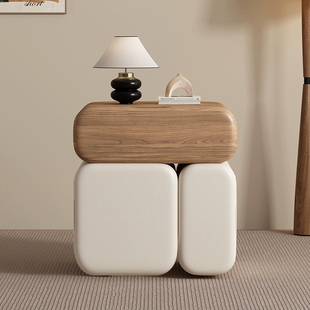 实木床头柜家用卧室小型简约现代轻奢高级感收纳储物床头柜一体