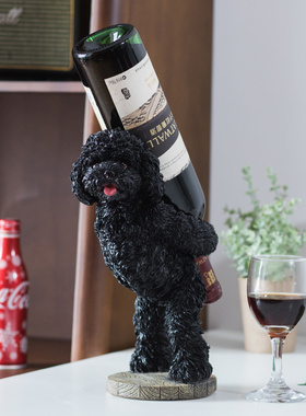 热销欧式酒架创意家用放葡萄酒架家居装饰品客厅吧台摆件可爱狗红