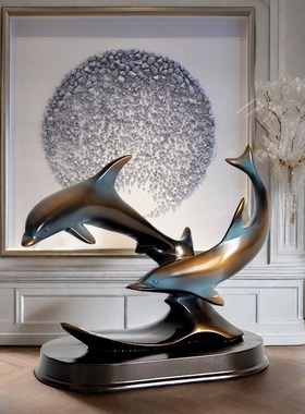 热销新款欧式海豚摆件家居客厅电视柜酒柜装饰品办公室桌面创意工