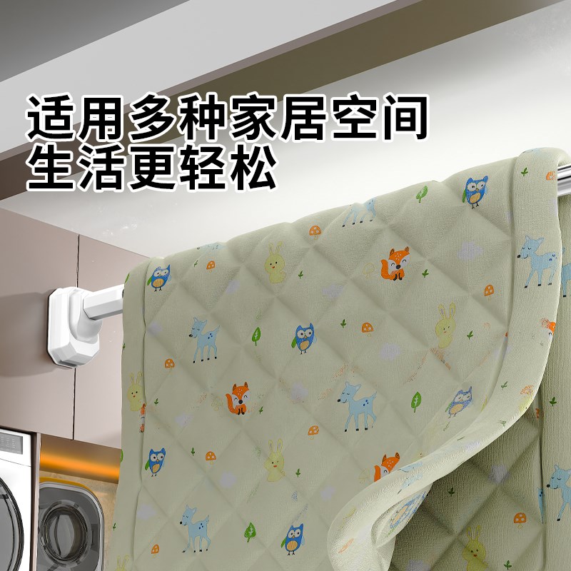 热销免打孔伸缩晾衣杆阳台家用伸缩窗帘杆晾晒神器不锈钢挂晒凉晾