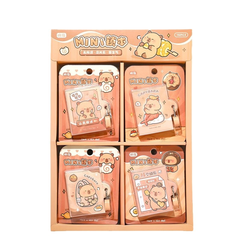 热销卡皮巴拉迷你锁本便携口袋本带锁日记本笔记本可爱小本册文具