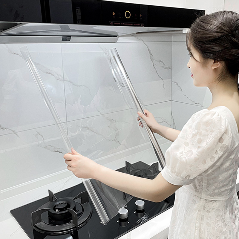 热销静电厨房防油贴纸耐高温瓷砖墙壁自粘油烟机橱柜灶台透明防水