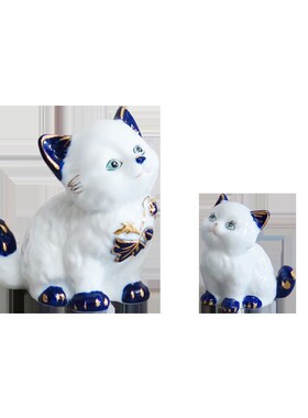 热销欧式轻奢创意猫咪陶瓷家居饰品可爱客厅酒柜电视柜玄关装饰小