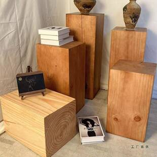 诧寂风实木方形木桩酒店玄关底座木墩子民宿边几艺术原木摆件花架