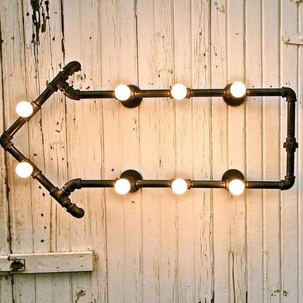 loft工业风奶茶服装店工作室装饰墙灯具卧室复古创意个性水管壁灯