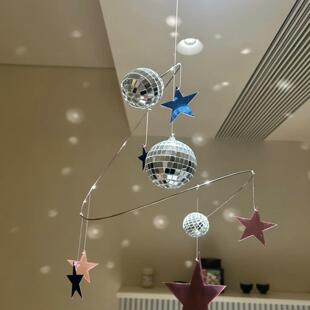 星星夜空反光挂饰手工DIY阳光捕手迪斯科灯球星球旋转平衡吊饰
