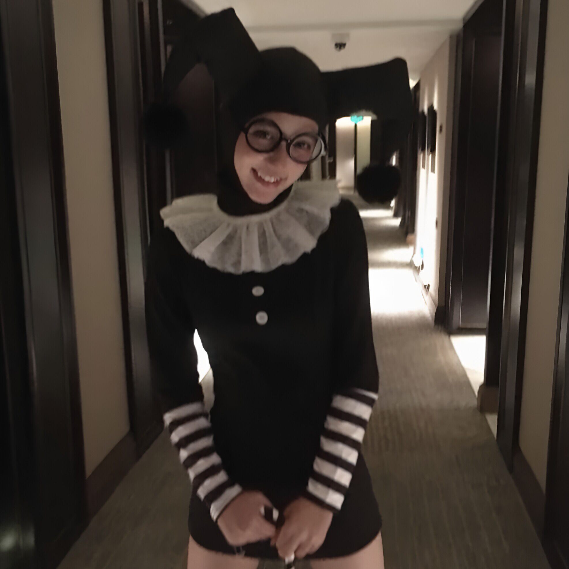 万圣节小丑傀儡Cos服套装万圣狂欢表演服装长袖条纹女装扮演衣服