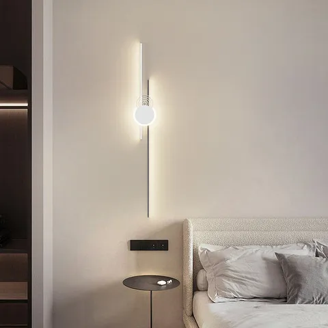 客厅设计师款现代简约背景墙灯楼梯灯北欧卧室床头灯长条创意壁灯