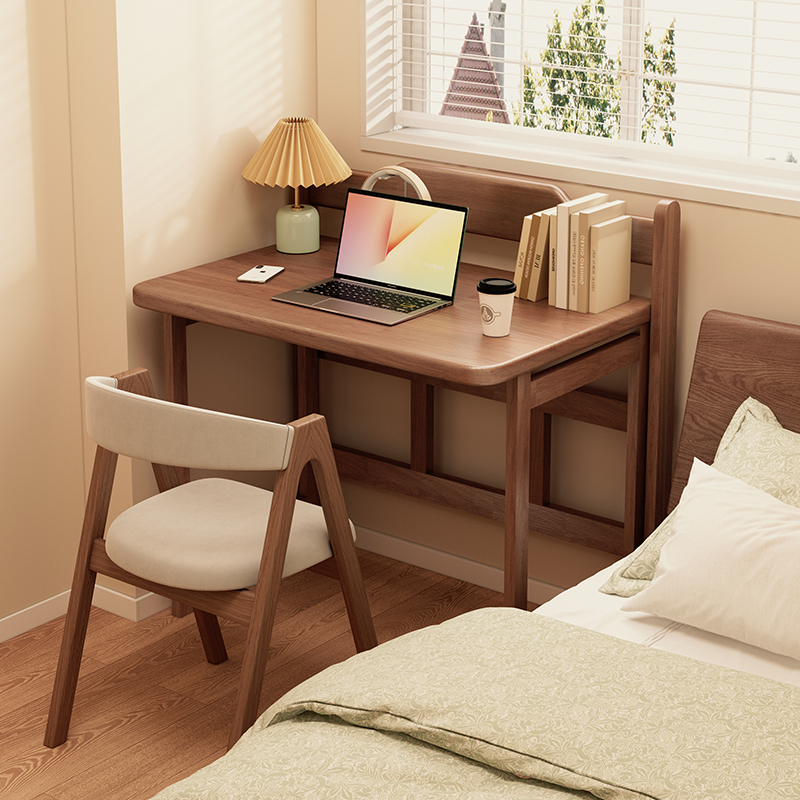 速发卧室全实木床脑书桌免安边电装桌小户型桌子学生学习桌简易写