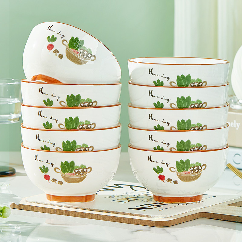 速发陶瓷碗家用餐具时025值款高颜新好看的2尚加厚防烫面碗米饭碗