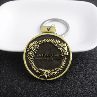 游戏周边饰品 上古卷轴5 Skyrim龙 镂空宝石项链钥匙扣挂件