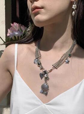 秋意肆起《八分音符》银色项链钛钢原创设计流苏挂坠重工锁骨链
