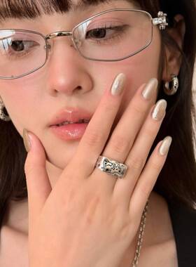 做旧手绘插画动物趣味小众复古戒指