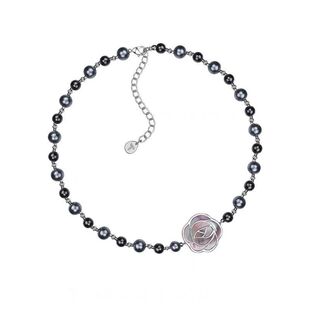 玫瑰短项链原创设计个性 黑色复古优雅项链