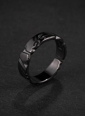 手工雕刻《魔方》泰戒指男小众ins冷淡风覆古简约食指戒