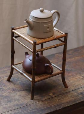 面梅鹿款孤山迷你款兰花菖蒲架竹制茶棚RNF茶架微桌盆景架茶具收