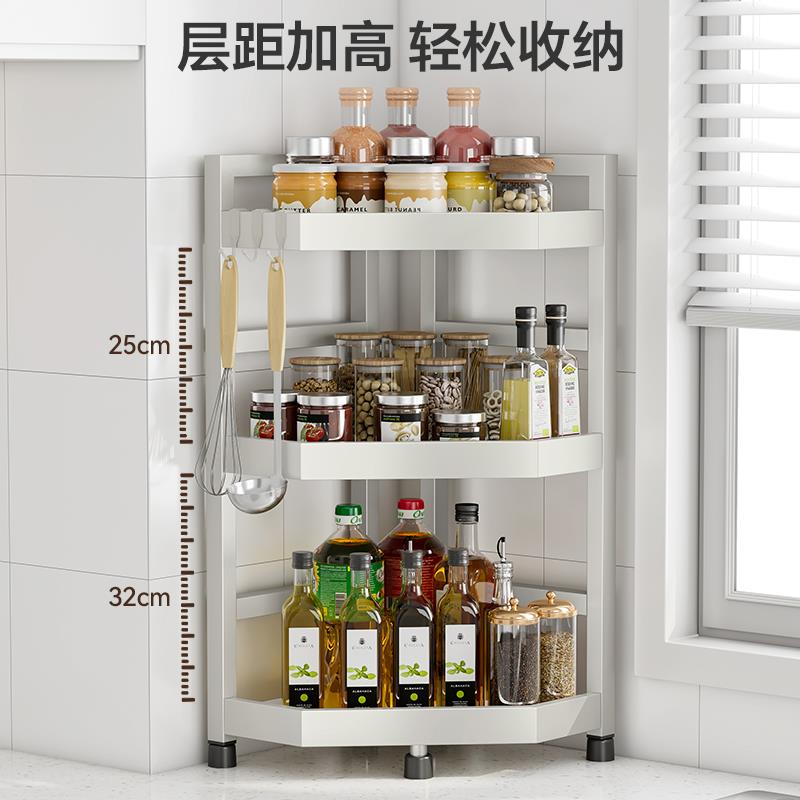 不锈钢厨房置物味料调味台品调收HYtwexkx纳架架子转角拐角三角面
