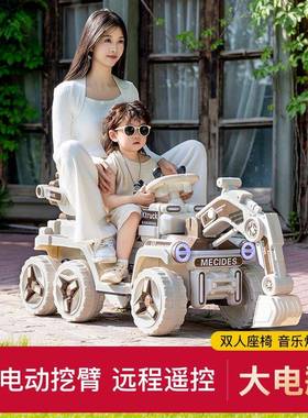 新款儿AIX童挖掘机电六车玩具可坐人玩具女轮男孩遥控动挖土机可