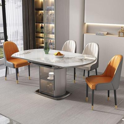 轻变奢岩板全实EBL木餐桌磁可圆桌储物炉饭桌伸电缩折叠家用小户