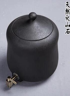 火山石滤带龙头zhang543粗陶过储水缸净化储他水器家用陶瓷储水罐