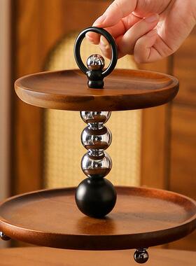 中古风胡桃层进门口玄关放钥木匙收饰CWK纳双托盘桌面置物架装品