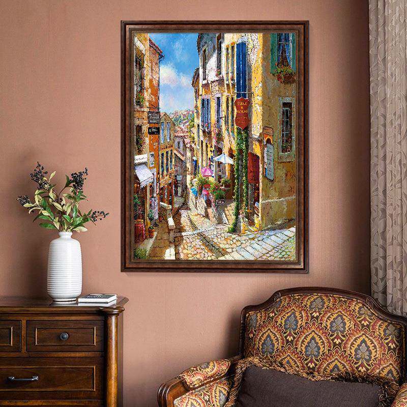 巴黎道欧GBY式玄关装饰画美式街风道景油画客走厅餐厅挂画廊过壁