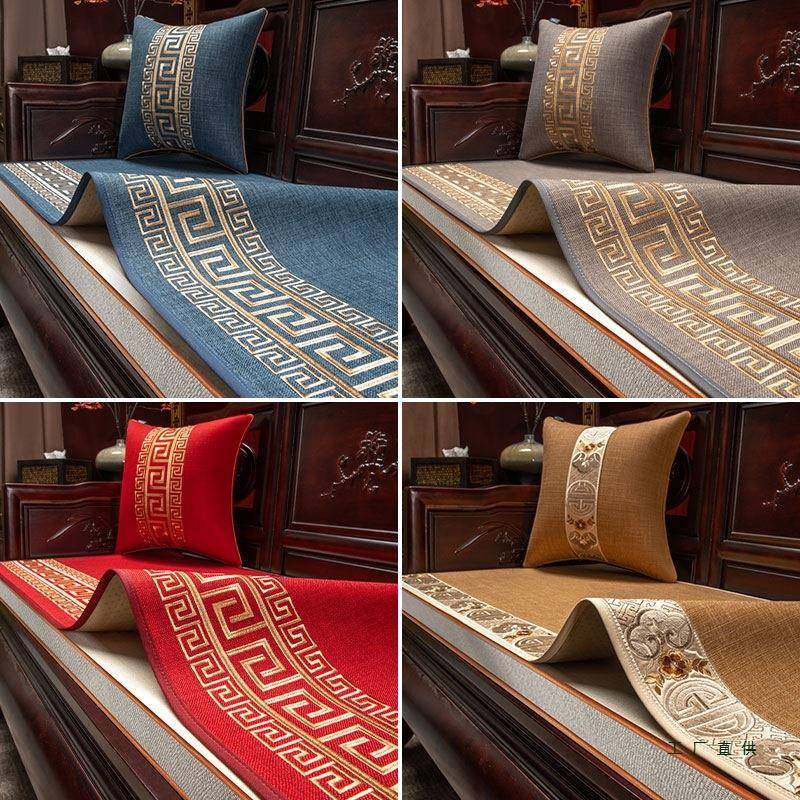 新中式沙发垫四防滑季通用坐垫套罩实盖木新沙发垫子202F5M7S9TM5