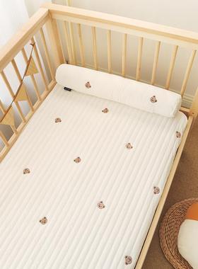 婴儿床床纯棉床a类绗笠缝EEJ床单宝宝拼接品床儿童幼儿园盖床笠款