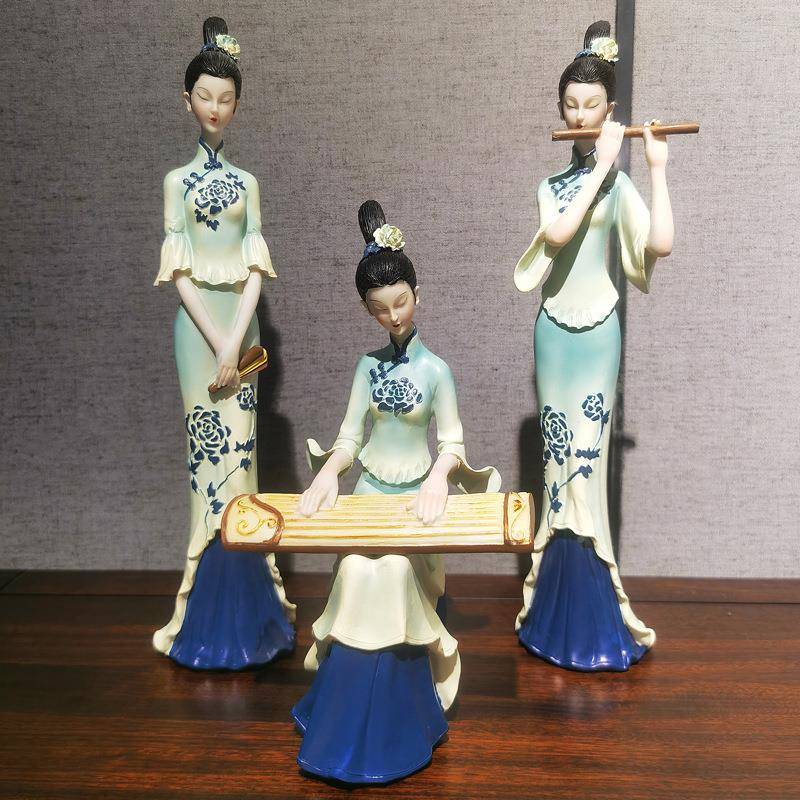 ZV7新式只此GPG青绿摆件风典古中仕女博5古架茶室玄关酒柜装饰品