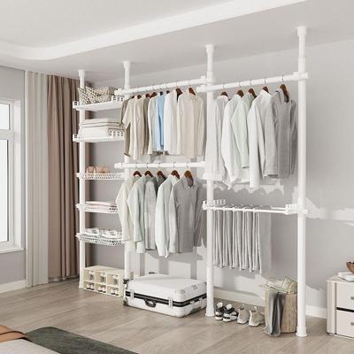 顶加FOZ粗天立挂衣架免打孔全轨道简易衣柜卧室地租落地杆出屋非3