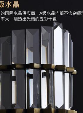 美式客厅灯吊全铜灯卧室餐厅轻奢后现代水晶灯简复T066约黑色古大