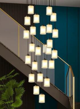 新中式楼梯吊灯中国风别墅楼梯间灯LOFT梯公转寓吊901复式旋楼灯