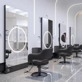 新镜款 带双灯 美发店镜台单店面落地镜理发美发子发廊专用无品牌