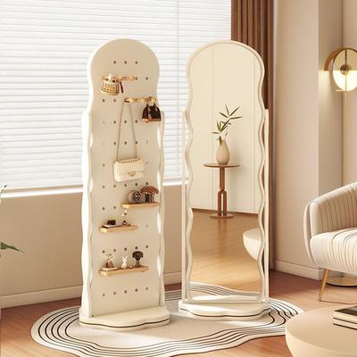 旋转穿衣洞洞板全镜子家HTK用衣挂一镜身体镜置物架落地镜女生试