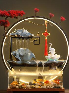 招财室创意办公桌面环水流摆件厅装65081423饰办公小型客装饰品景